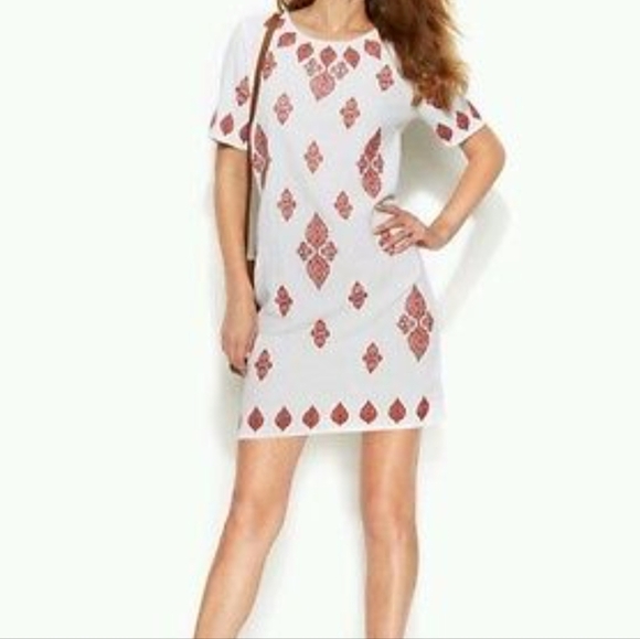 Michael Kors Paisley Print Embroidered Cotton Boho Shirt Dress - Picture 8 of 8